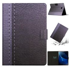 Per Samsung Galaxy Tab A 10.1 T580 Custodia per tablet in pelle a tinta unita con cuciture (grigio)