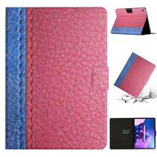 Per Lenovo Tab M10 Plus Custodia per tablet in pelle a tinta unita con cuciture (rosa rossa)
