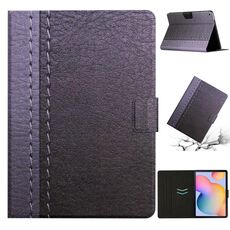 Per Samsung Galaxy Tab S6 Lite P610 Custodia per tablet in pelle tinta unita con cuciture (grigio)