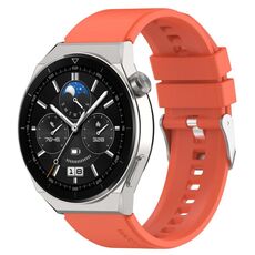 Per Huawei Watch GT Runner 22mm Cinturino in silicone con testa sporgente Fibbia argento (arancione)