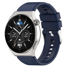 Per Huawei Watch GT3 46mm 22mm Cinturino in silicone con testa sporgente Fibbia argento (blu navy)