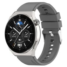 Per Huawei Watch GT3 46mm 22mm Cinturino in silicone con testa sporgente Fibbia argento (grigio)