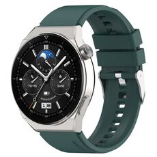 For Honor Magic Watch 2 46mm 22mm Cinturino in silicone con testa sporgente Fibbia argentata (verde scuro)