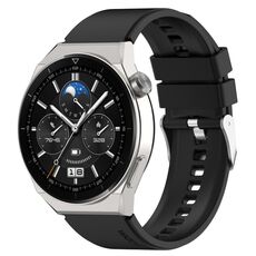 Per Huawei Watch GT3 42mm 20mm Cinturino in silicone con testa sporgente Fibbia argento (nero)