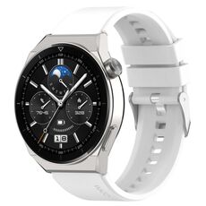 Per Huawei Watch GT2 42mm / Watch 2 20mm Cinturino in silicone con testa sporgente Fibbia argento (bianco)