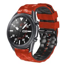 Per Huawei Watch GT3 46mm 22mm Cinturino in silicone bicolore modello calcio (rosso + nero)