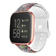 Cinturino per orologio in silicone con fibbia a farfalla con stampa Fitbit Versa (teschio colorato)