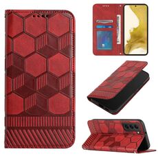 Per Samsung Galaxy S22 5G Football Texture Custodia magnetica in pelle per telefono (rosso)