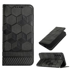Per Samsung Galaxy S22 5G Football Texture Magnetic Leather Flip Phone Case (Nero)