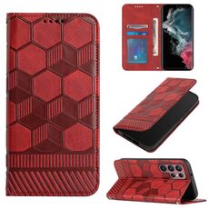 Per Samsung Galaxy S22 Ultra 5G Football Texture Custodia magnetica in pelle per telefono (rosso)