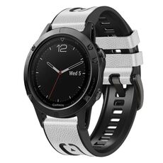 Per Garmin Fenix 7X cinturino in silicone + pelle a sgancio rapido (bianco)