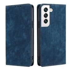 Per Samsung Galaxy S22 + 5G RFID Spazzola antifurto Custodia magnetica per telefono in pelle (blu)