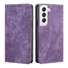 Per Samsung Galaxy S22 + 5G RFID Spazzola antifurto Custodia magnetica in pelle per telefono (viola)