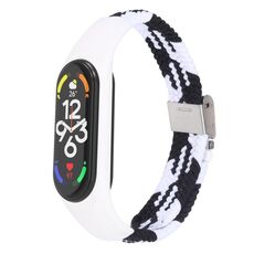 Per Xiaomi Mi Band 7 Cinturino integrato intrecciato in nylon regolabile (nero bianco)