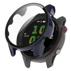 Per Garmin Forerunner 255S PC Custodia per orologio con pellicola temperata (blu inchiostro)