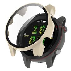 Per Garmin Forerunner 255S PC Custodia per orologio con pellicola temperata (bianco avorio)