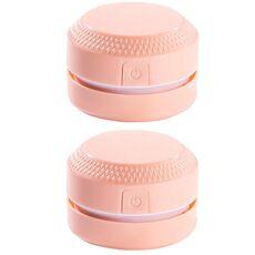 2PCS Desktop Mini Aspirapolvere Gomma Coriandoli Pulitore Tastiera (Rosa)