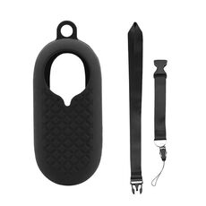 Custodia in silicone per fotocamera pollice 2 pezzi + cordino per Insta360 GO2 (nero)
