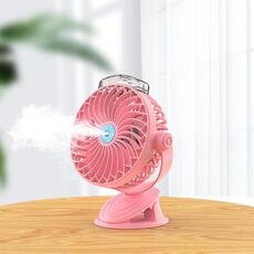 Ventola di raffreddamento stile clip da tavolo con ricarica USB, specifiche: Spray (rosa)