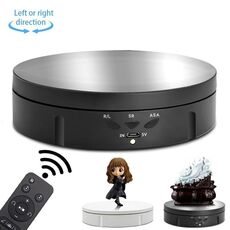 Espositore giradischi girevole elettrico USB con specchio remoto da 14,6 cm, carico: 10 kg (nero)
