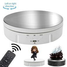 Espositore giradischi girevole elettrico USB con specchio remoto da 14,6 cm, carico: 10 kg (bianco)