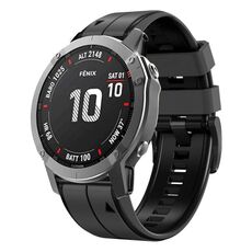 Per Garmin Fenix 6X Pro 26mm cinturino sportivo in silicone bicolore (cenere di carbonio + nero)