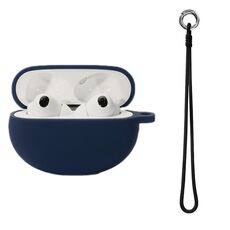 Custodia in silicone per auricolari Bluetooth per OPPO Enco X2 con corda a mano (blu mezzogiorno)