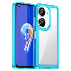Per Asus ZenFone 9 Serie Colorata Acrilico + Custodia per Telefono TPU (Blu Trasparente)