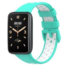 Per Xiaomi Mi Band 7 Pro Cinturino in silicone traspirante bicolore (bianco ciano)