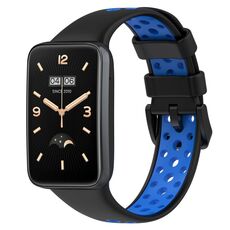 Per Xiaomi Mi Band 7 Pro Cinturino in silicone traspirante bicolore (nero + blu)
