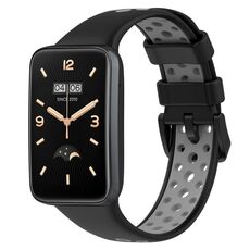 Per Xiaomi Mi Band 7 Pro Cinturino in silicone traspirante bicolore (nero + grigio)