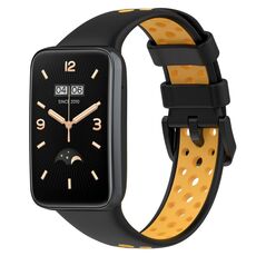 Per Xiaomi Mi Band 7 Pro Cinturino in silicone traspirante bicolore (nero + giallo)