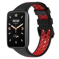 Per Xiaomi Mi Band 7 Pro Cinturino in silicone traspirante bicolore (nero + rosso)
