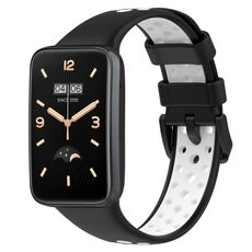 Per Xiaomi Mi Band 7 Pro Cinturino in silicone traspirante bicolore (nero + bianco)