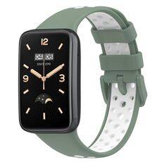 Per Xiaomi Mi Band 7 Pro Cinturino in silicone traspirante bicolore (verde chiaro + bianco)