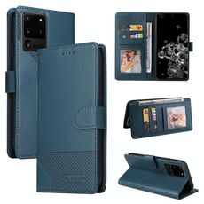 Per Samsung Galaxy S20 Ultra GQUTROBE Custodia per telefono in pelle magnetica con sensazione di pelle (blu)