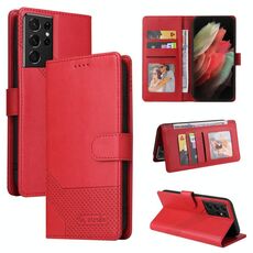 Per Samsung Galaxy S21 Ultra 5G GQ UTROBE Custodia in pelle magnetica per telefono (rosso)