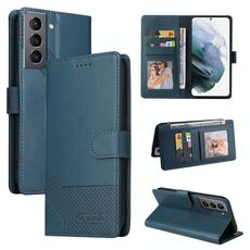 Per Samsung Galaxy S21 FE 5G GQ UTROBE Custodia per telefono in pelle magnetica con sensazione di pelle (blu)