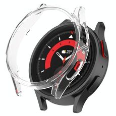 Per Samsung Galaxy Watch5 Pro 45mm Custodia protettiva per PC scavata a metà copertura (bianco trasparente)