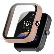 Per Amazfit Bip3 / Bip3 Pro PC + custodia protettiva completamente chiusa con pellicola rinforzata (rosa)