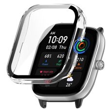 Custodia per orologio protettiva completamente chiusa per Amazfit GTS 4 Mini PC con pellicola rinforzata (bianco trasparente)