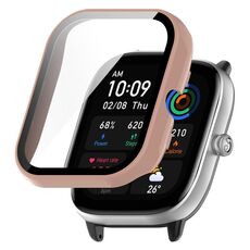 Custodia per orologio protettiva completamente chiusa per Amazfit GTS 4 Mini PC con pellicola rinforzata (rosa)