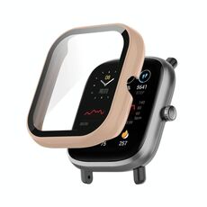 Per Amazfit Bip U / Bip U Pro / Pop / Pop Pro PC + custodia protettiva integrata in vetro temperato (rosa)