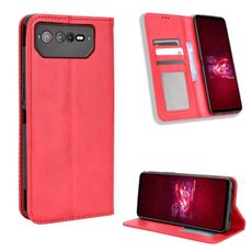 Per ASUS ROG Phone 6/6 Pro Custodia per telefono in pelle con fibbia magnetica Retro Texture (rossa)