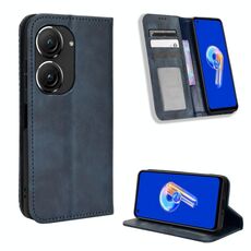Per ASUS Zenfone 9 Custodia per telefono in pelle con fibbia magnetica retrò (blu)