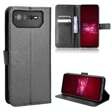 Per ASUS ROG Phone 6 / 6 Pro Custodia per telefono in pelle con struttura a diamante (nera)