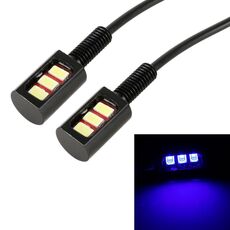 1 paio DC12V 0.4W 3LEDs SMD-5630 luce targa per auto/moto, lunghezza cavo: 27 cm (luce blu)