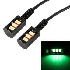 1 paio DC12V 0.4W 3LEDs SMD-5630 luce targa per auto/moto, lunghezza cavo: 27 cm (luce verde)