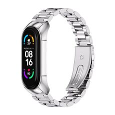 Per Xiaomi Mi Band 6 / 6 NFC MIJOBS TF2 Cinturino in acciaio inossidabile con tre perline (argento)