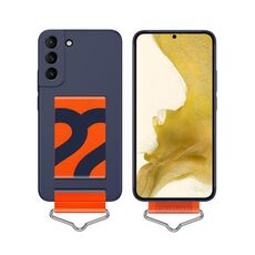 Per Samsung Galaxy S22 + 5G Slim cinturino da polso staffa cassa del telefono del PC (cinturino blu scuro + arancione)